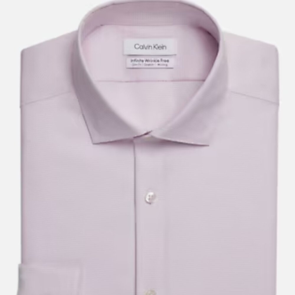 NEW (NWT) Calvin Klein Infinite Slim Fit Mini Texture Pink Dress Shirt
